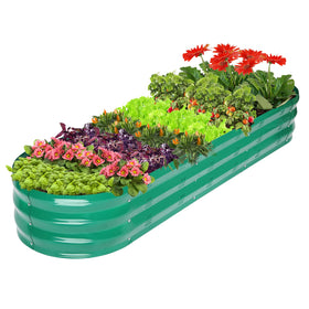 GADI green raised garden bed placed on a patio for flexible gardening