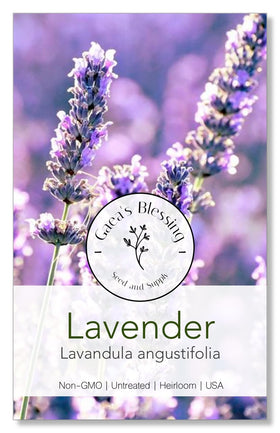 Gaea's Blessing lavender seed packet ready for sowing in spring garden