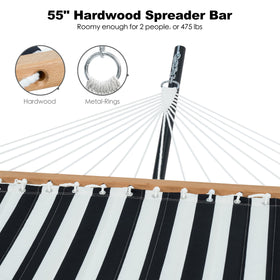 Gafete hammock dimension 144 inches shows ample lounging space for two.