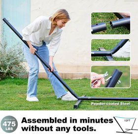 GAFETE outdoor hammock in mist green suits any backyard scene.