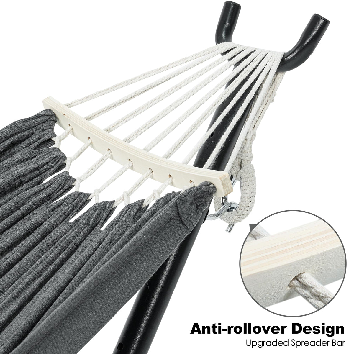 Gafete side pocket hammock shows convenient storage within reach.