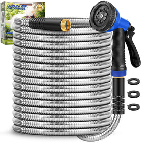GAGALUGEC garden hose 100ft stainless steel shell for puncture-resistant watering tasks.