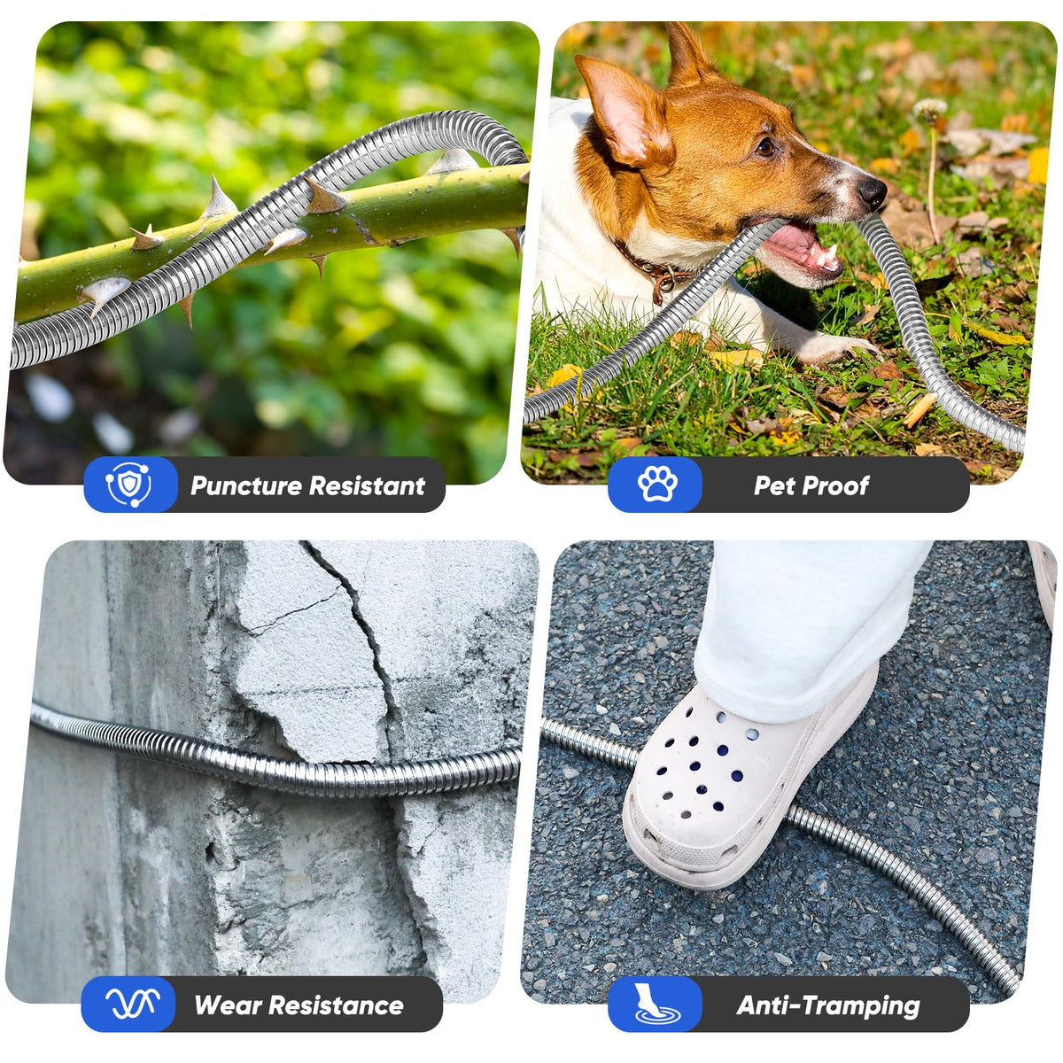 GAGALUGEC garden hose kink-free design maintains steady water flow outdoors.