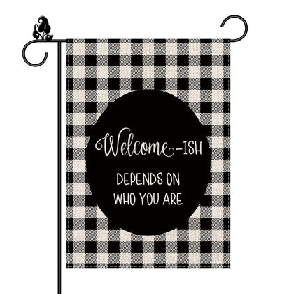 GAGEC funny garden flag shows welcome message on both sides for outdoor curb appeal