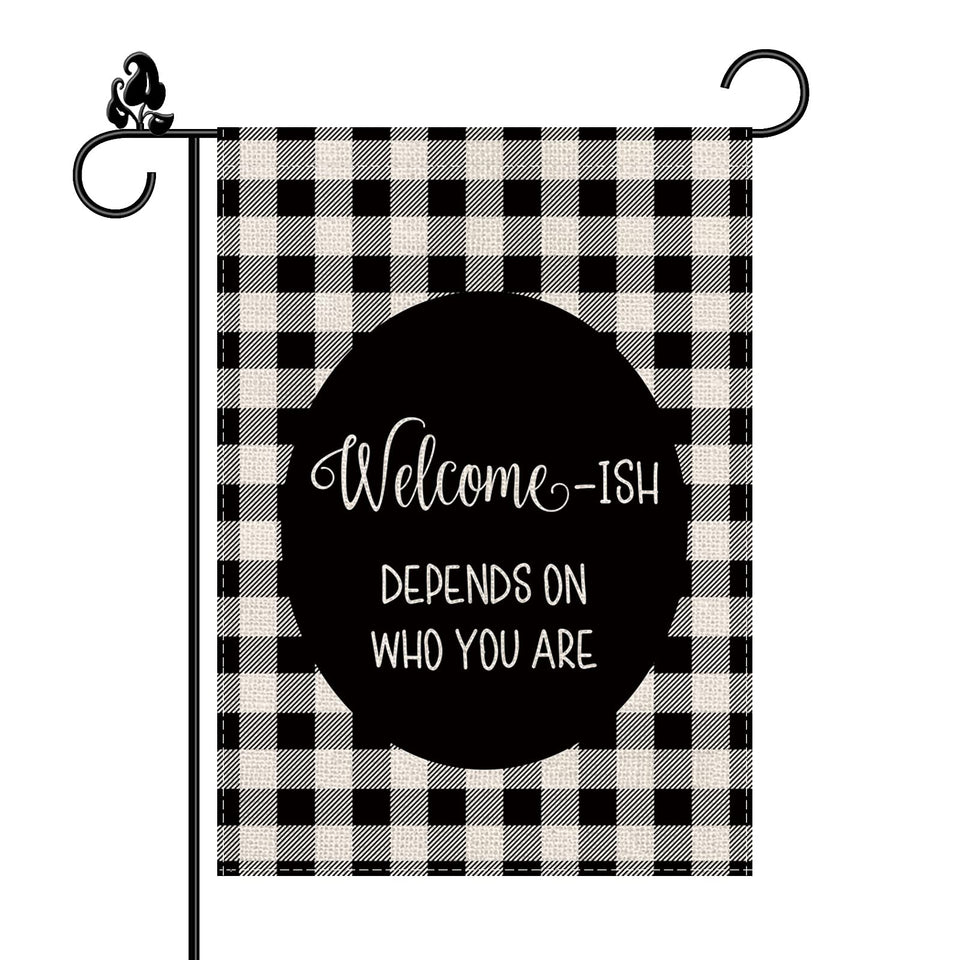 GAGEC funny garden flag shows welcome message on both sides for outdoor curb appeal