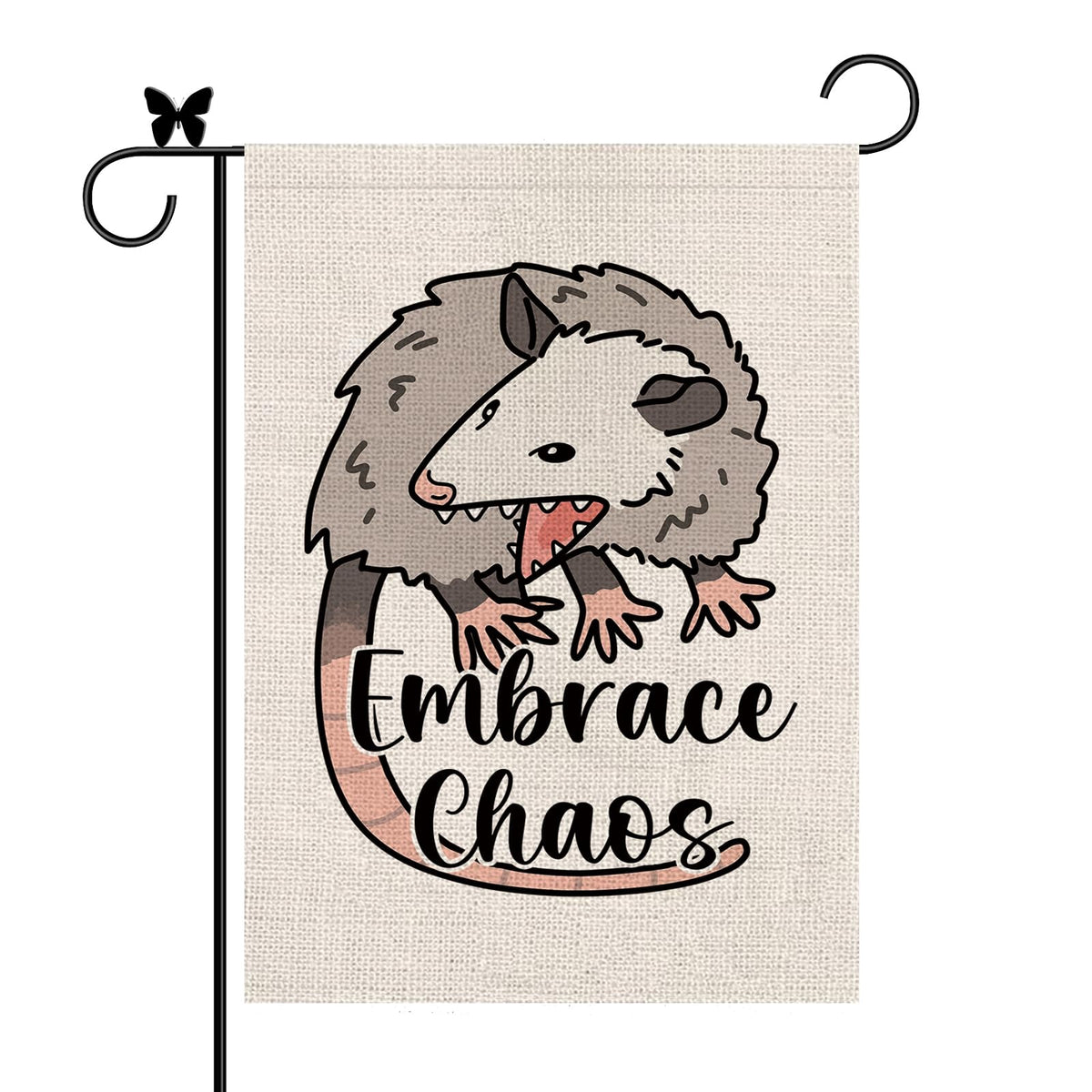 GAGEC garden flag opossum vertical burlap, weather resistant for seasons.