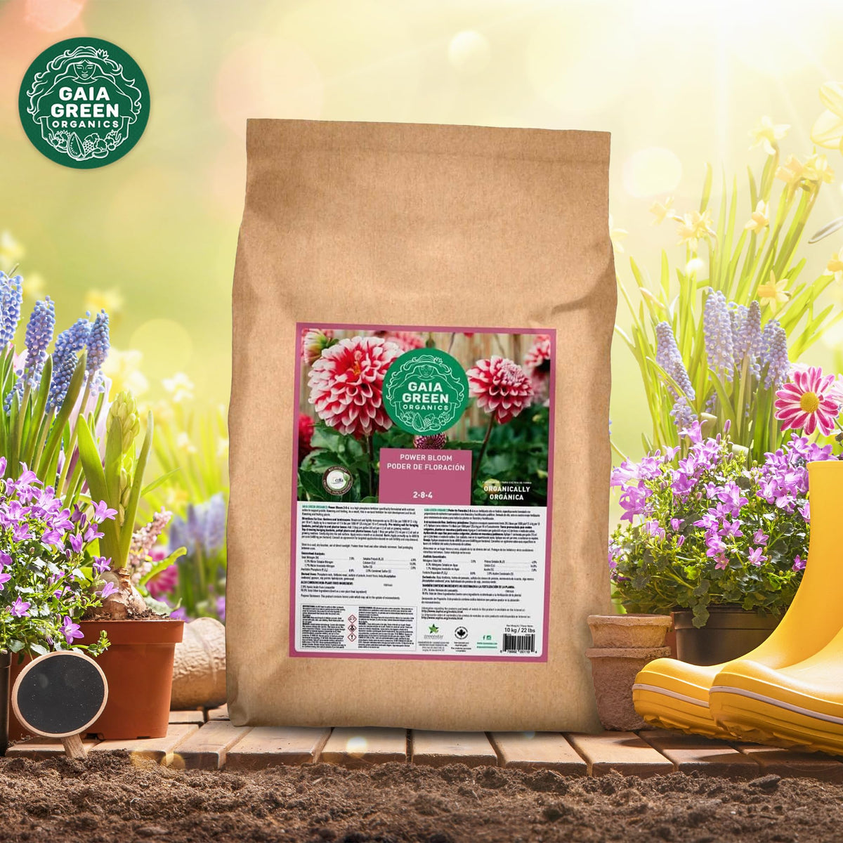 Gaia Green easy-to-use bag shows simple application for busy gardeners.