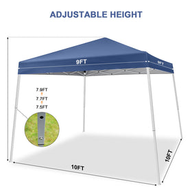 Gaildon 10x10 blue canopy side view showing slant legs for stability