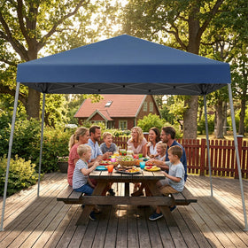 Gaildon 10x10 blue canopy top view for portable shade at outdoor events
