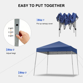 Gaildon blue canopy with carrying bag ready for travel and setup