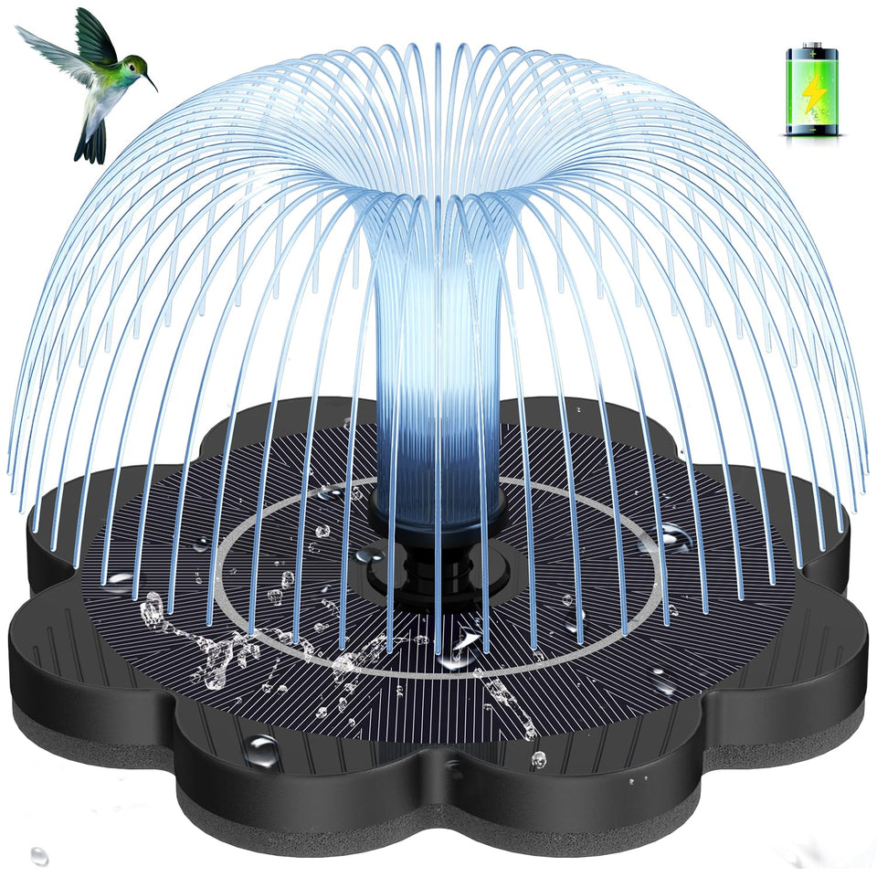 GAIZERL solar fountain with glass panel offers efficient energy absorption and stable water flow.