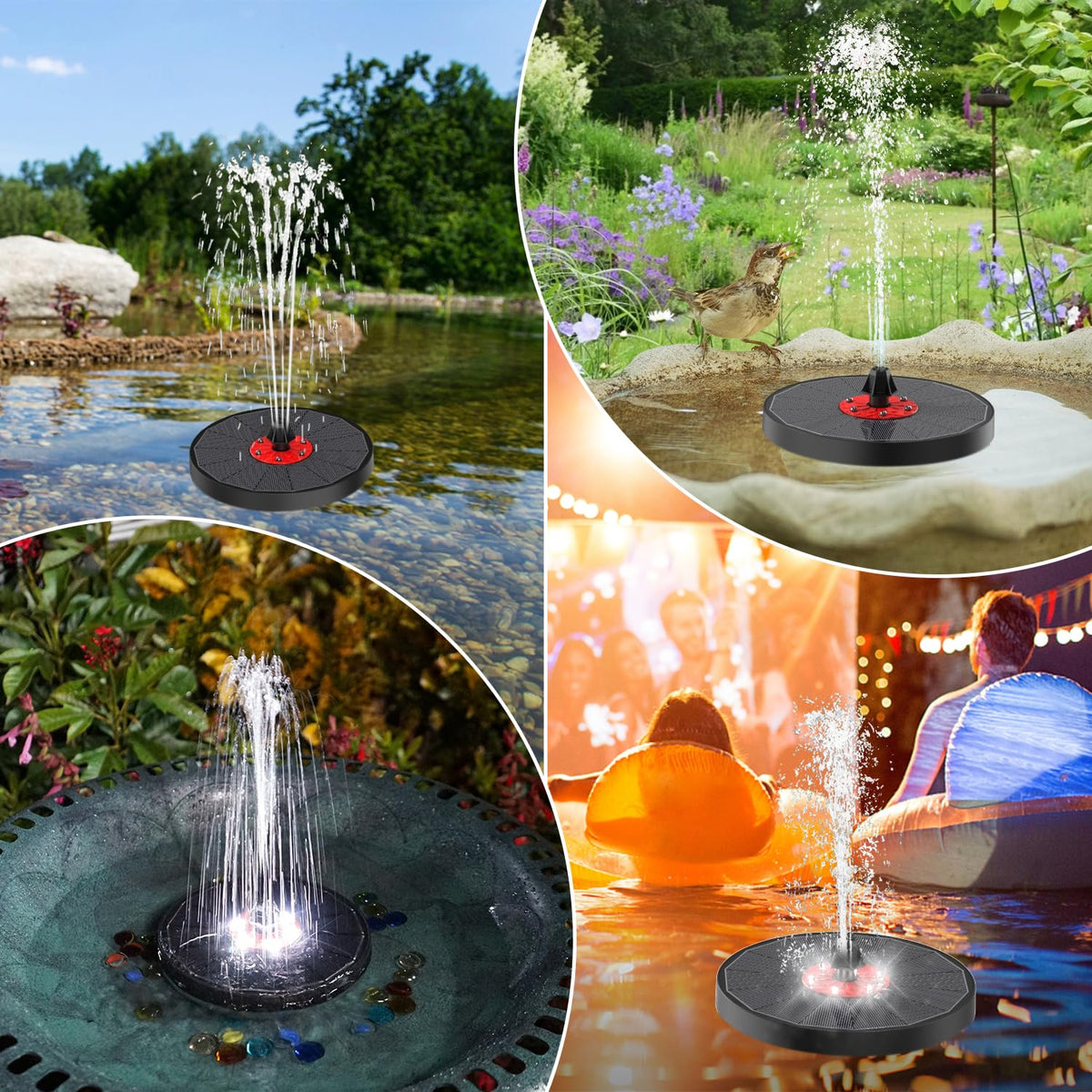 GAIZERL 2200mAh backup battery powers fountain and lights without wiring.