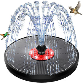 GAIZERL solar bird bath fountain with glass panel boosts sun capture for steady spray.