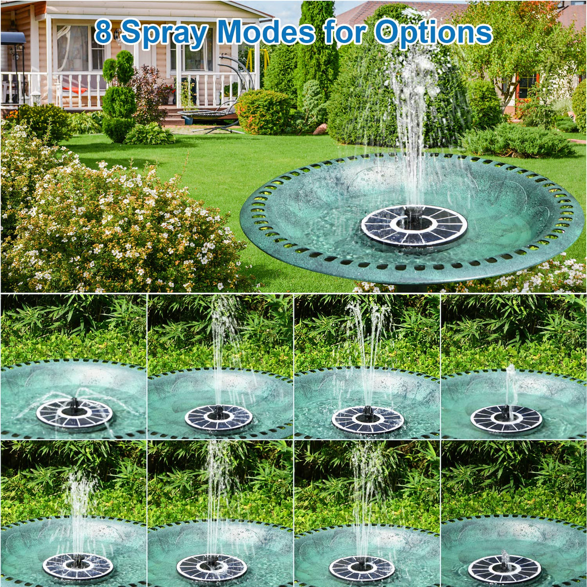 GAIZERL bird bath fountain spraying water to attract birds and create ambience