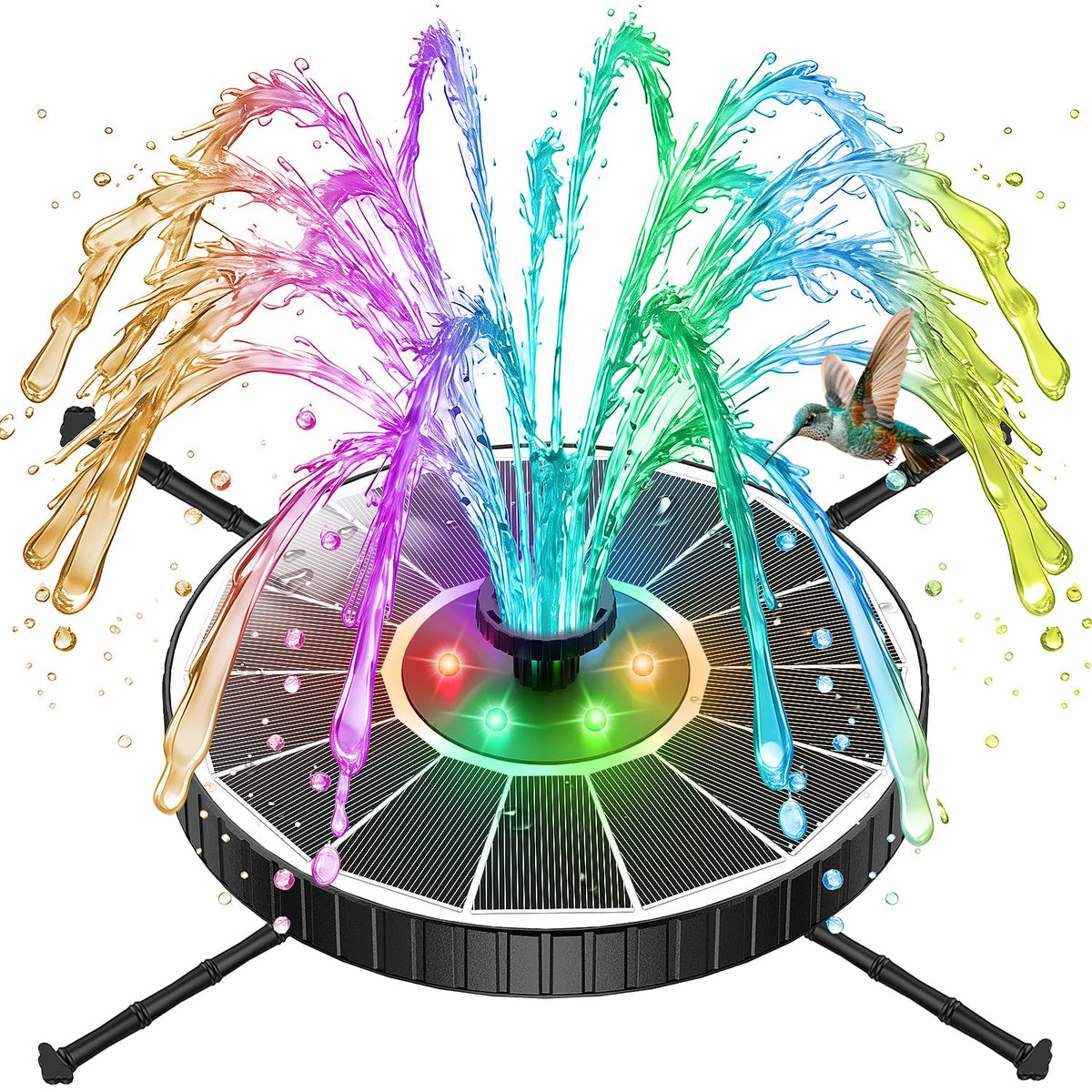 GAIZERL solar fountain with three adjustable spray heights for customizable display