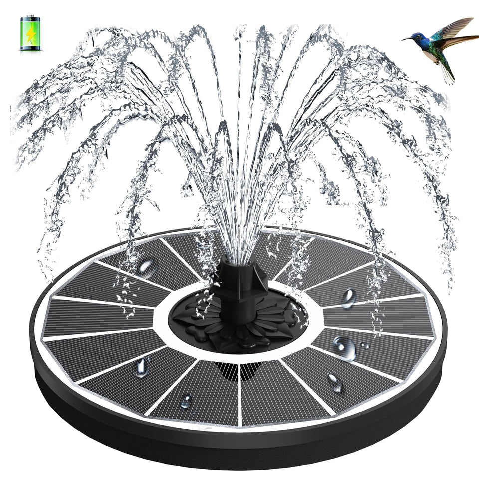 GAIZERL solar fountain closeup featuring the glass panel for energy-efficient operation