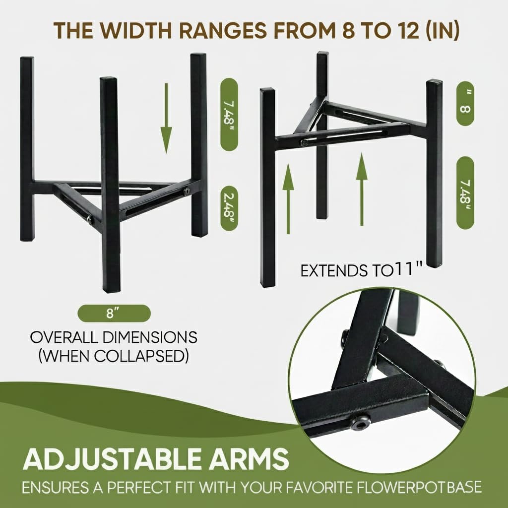 Gajavo heavy-duty metal stand provides stable support for large outdoor or indoor plants.