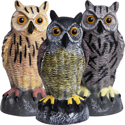 Galashield owl decoy set with multicolor finish deters garden birds.
