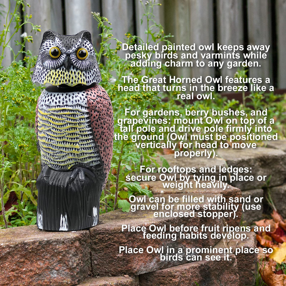 Galashield two-pack owl decoys for broader yard coverage