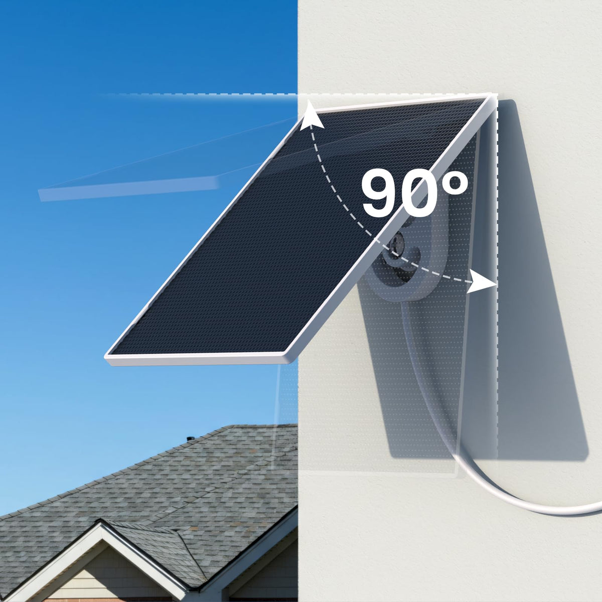 GALAYOU solar panel mounted on a security camera for continuous power.