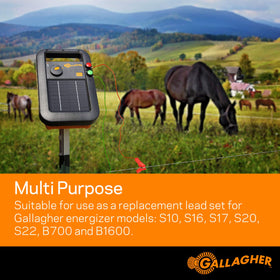 Gallagher outdoor durable leadset withstands moisture, UV, and temperature extremes.