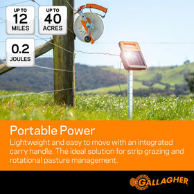 Gallagher S20 in off-grid pasture, enabling rotational grazing.
