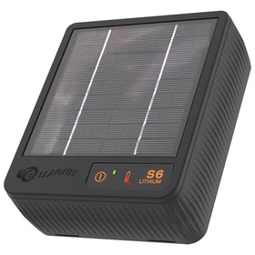 The Gallagher S6 solar charger shows a compact design ideal for gardens and coops.