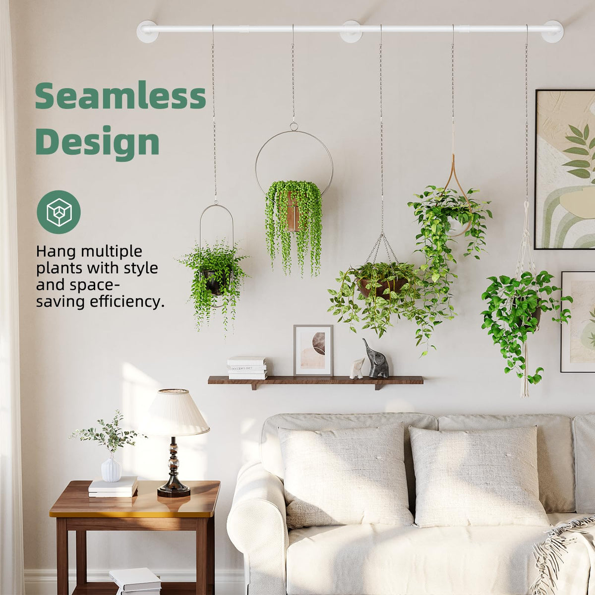 Galood plant hanger includes hardware for quick ceiling or wall mounting