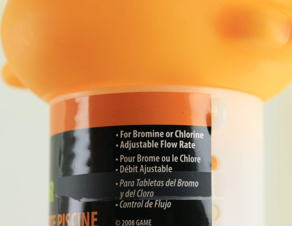 GAME Derby Duck floating dispenser shows adjustable dispensing rate for balanced spa treatment.