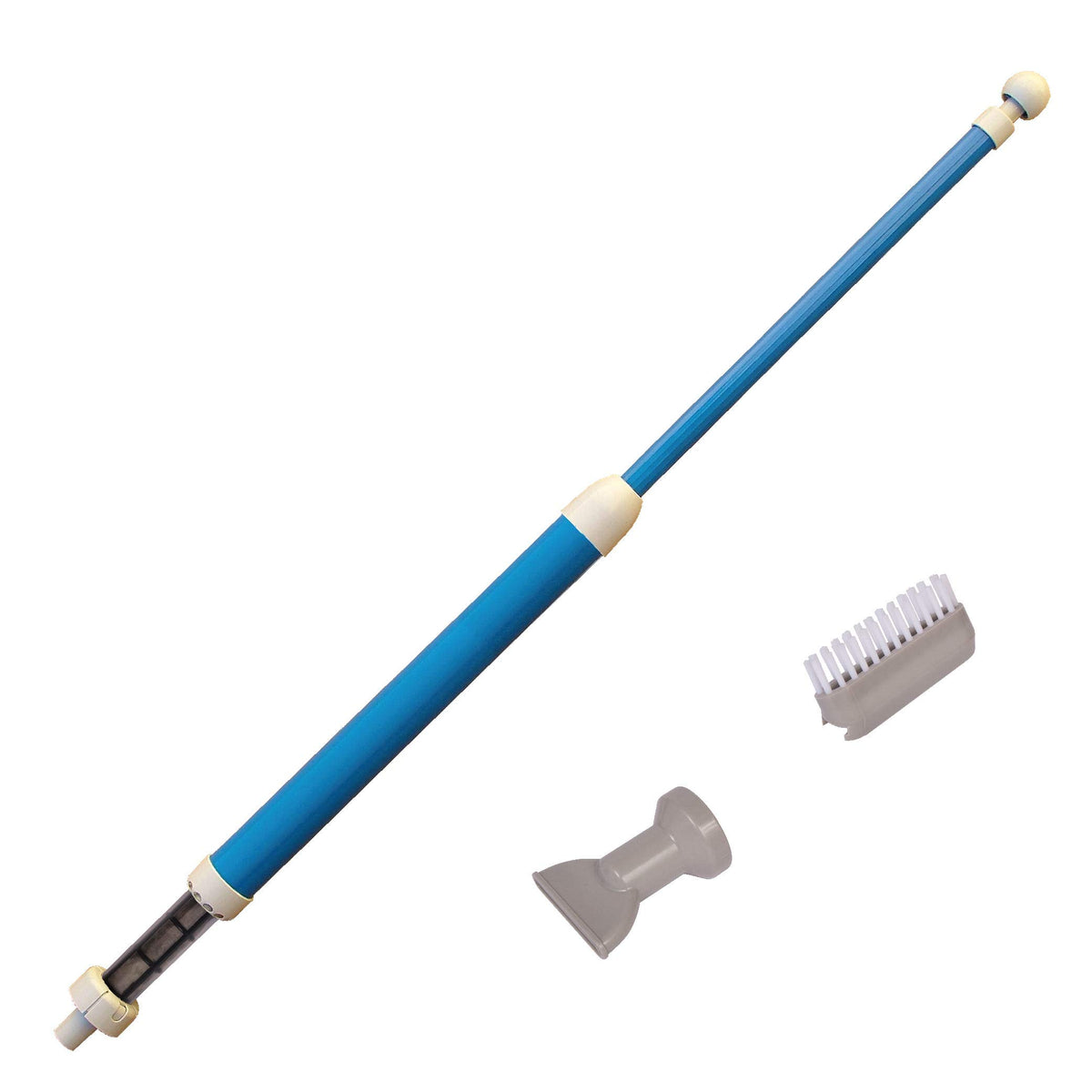 GAME Manual Handheld Pool Vacuum demonstrating pump-action suction for quick debris removal