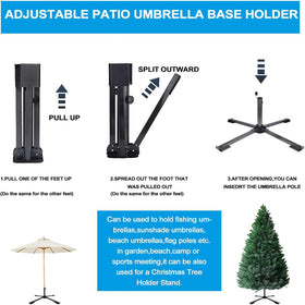Gamiu all weather umbrella base showing rust resistant finish and UV protection.