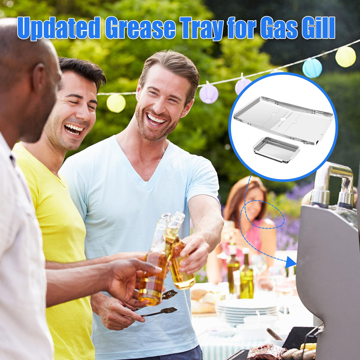GAMPLAE adjustable grease tray fits 25 to 34 inches for customized measurement.