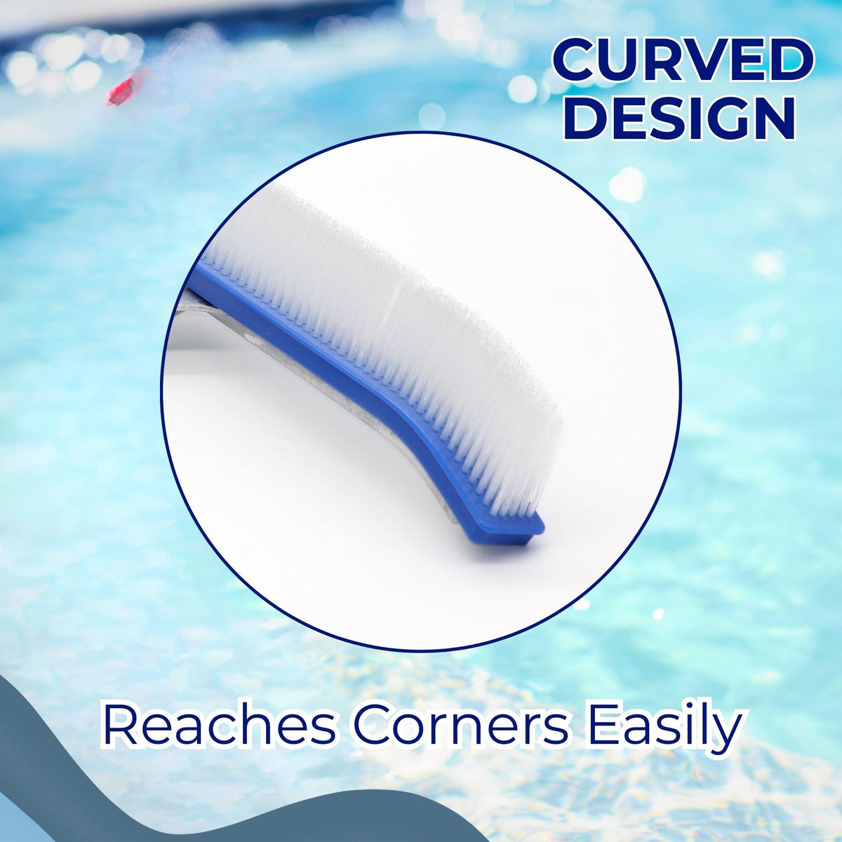 Ganador pool brush demonstrates efficient cleaning on pool surfaces.