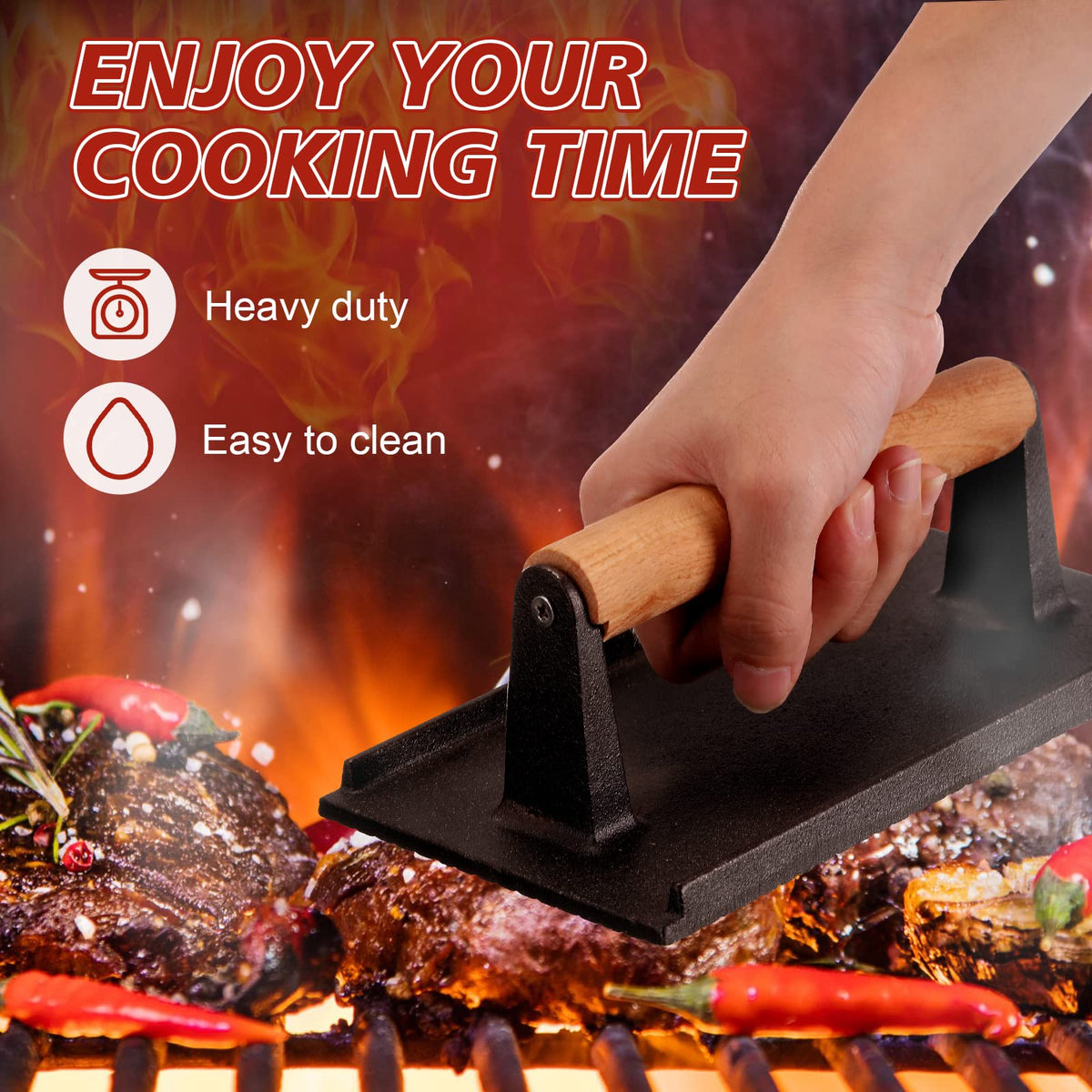 Gandeer easy-clean flat-bottom iron press designed for simple maintenance.