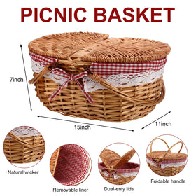 Gandeer picnic basket washable liner keeps cleanup quick and simple.