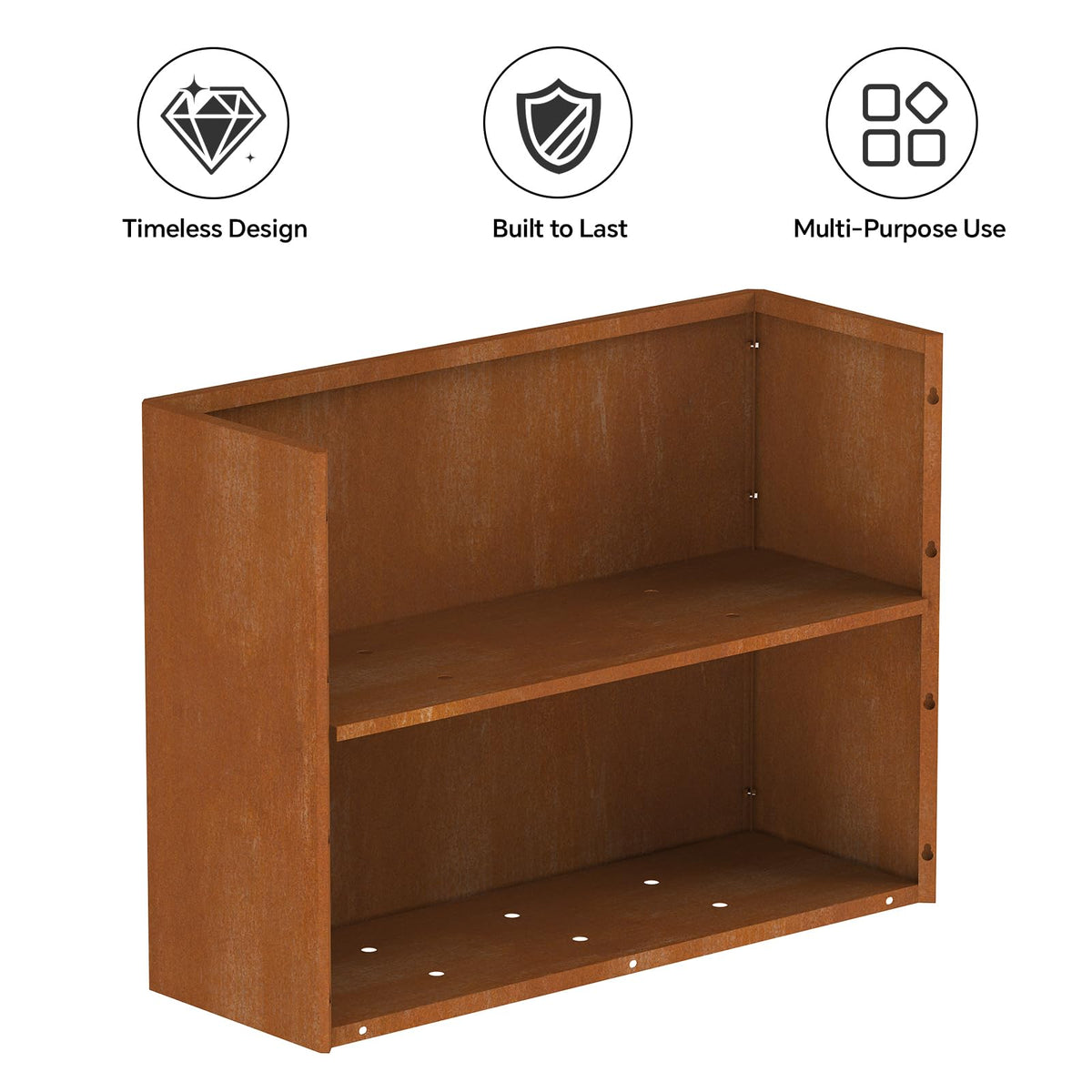 Ganeekiron Cor Ten planter on balcony ideal for compact outdoor spaces.