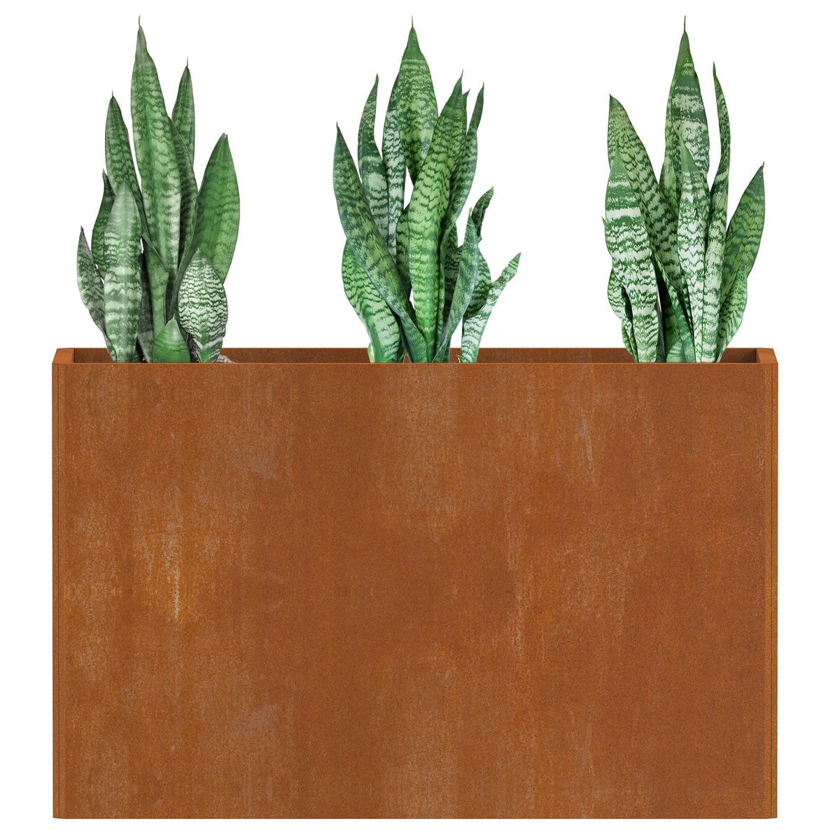Ganeekiron Cor Ten rectangular planter 32x12x24 weather-resistant for outdoor spaces.