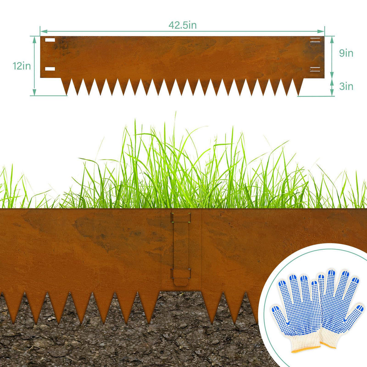 Ganeekiron edging installed along garden path with clean edge.