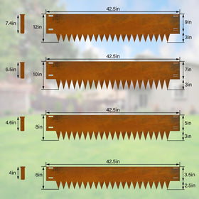 Ganeekiron rust-toned border enhances pathways and plant beds.