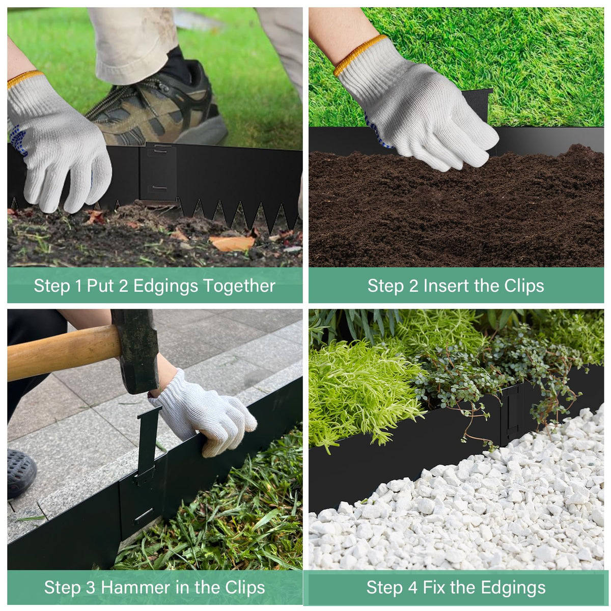 Ganeekiron rust-resistant edging defining a garden bed.
