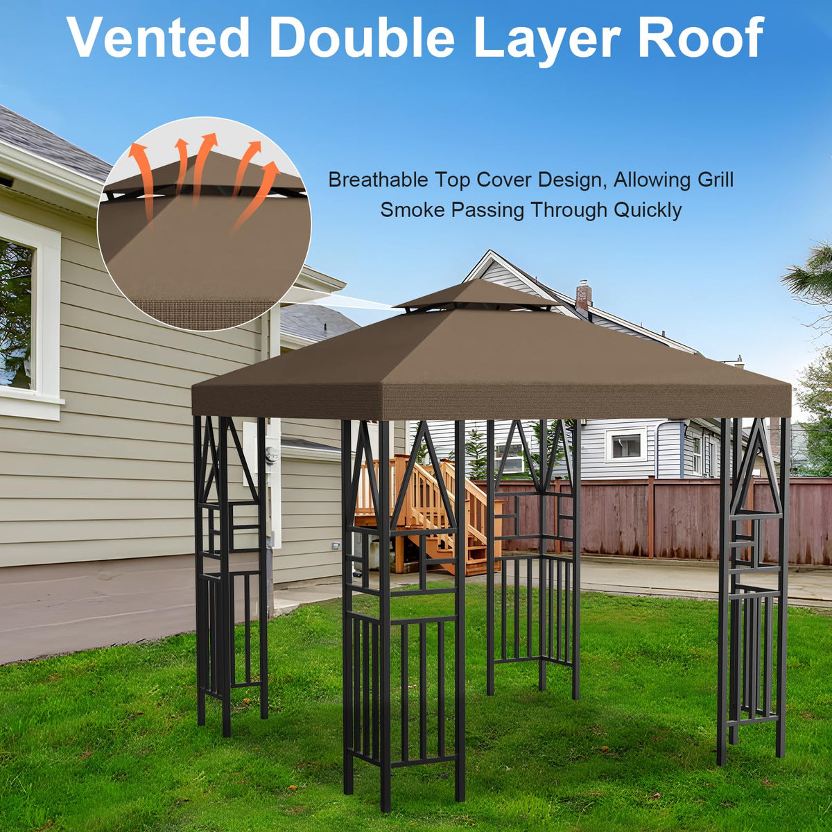 Ganggend UV-protective nylon canopy top in action for shade and rain defense.