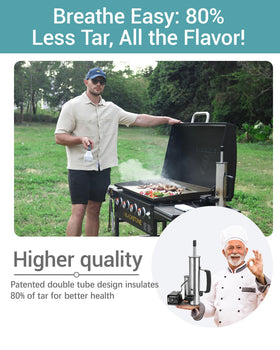GANGSHELO smoke-tube setup on a gas grill for hot smoking