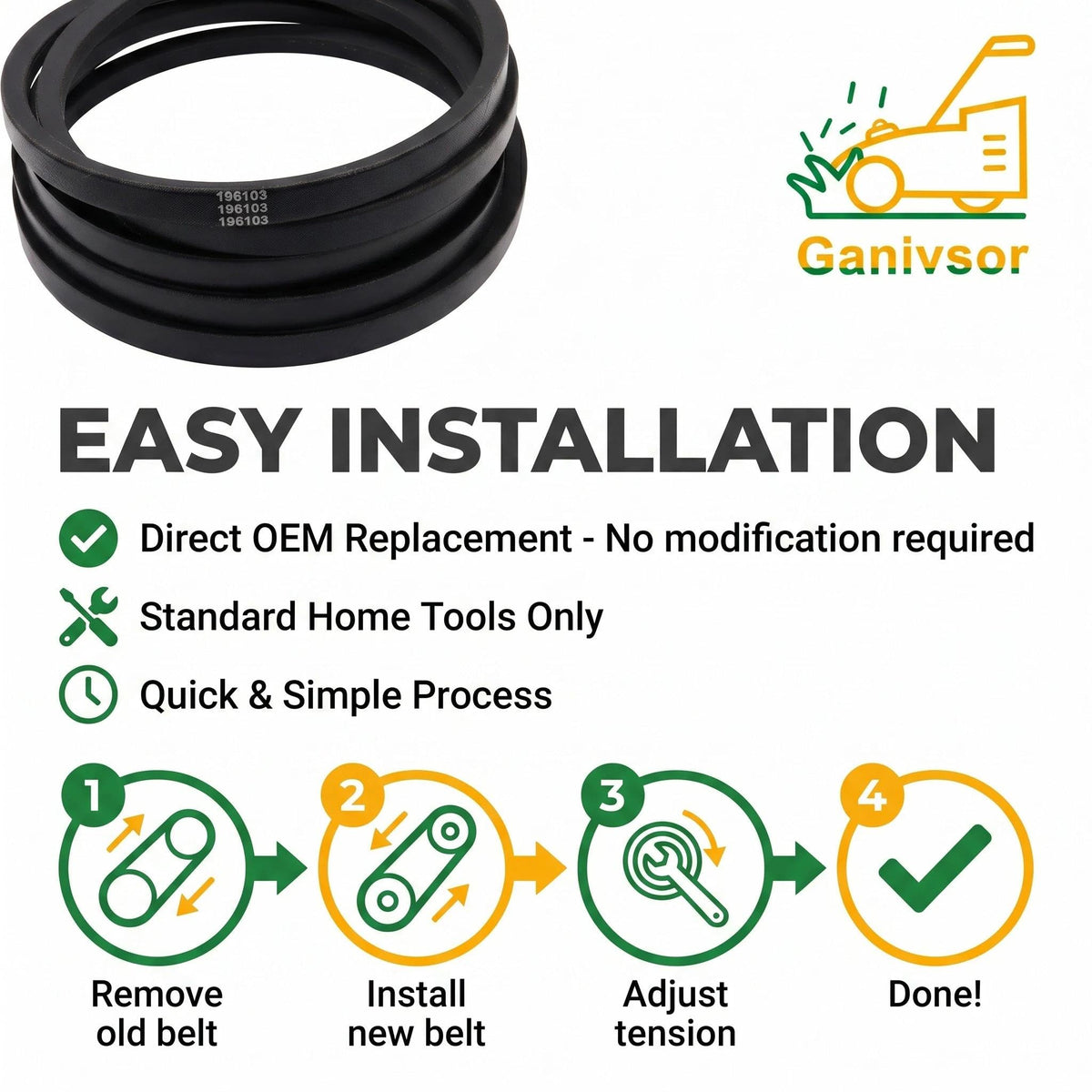 Ganivsor belt routing near pulleys for correct tension