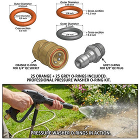 Ganivsor QD O-Rings orange 1/4 inch seal enhances quick-connect reliability.