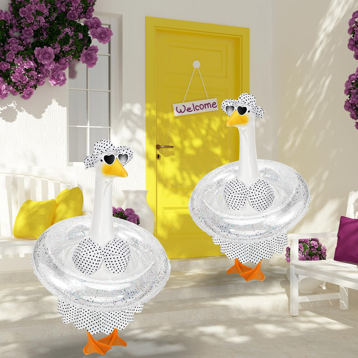 GANSHAYA 23-inch goose statue outfit enhances outdoor party-ready decor