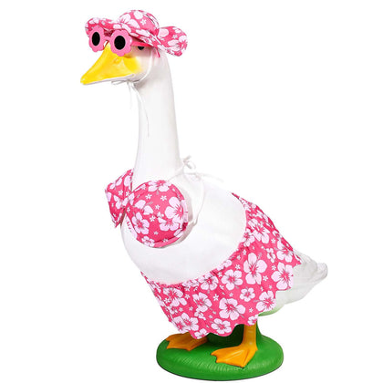 GANSHAYA bikini goose hat on rose statue enhances summer curb appeal
