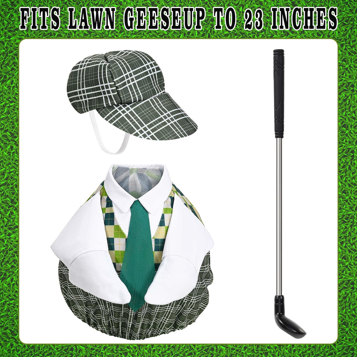 GANSHAYA Golf club prop adds playful realism to lawn goose displays.