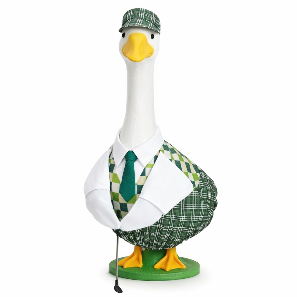GANSHAYA Father’s Day Golfer Goose Outfit hat detail for charming porch display.
