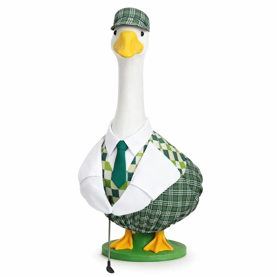 GANSHAYA Father’s Day Golfer Goose Outfit hat detail for charming porch display.