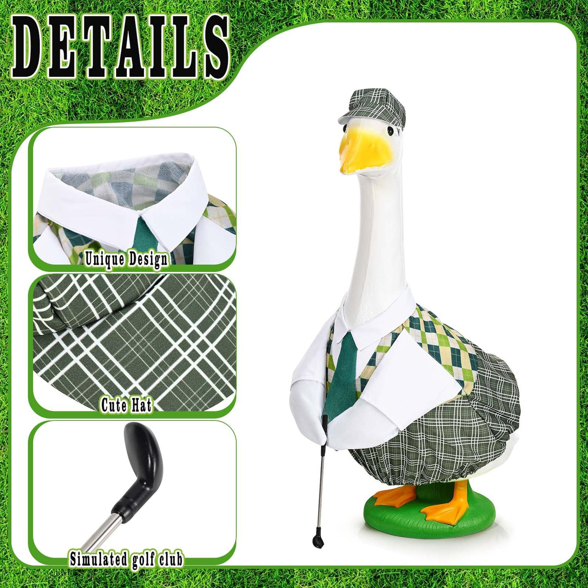 GANSHAYA outfit with shirt and tie showcases smart garden decor for 23-inch geese.